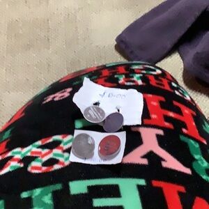 Silver and Black Round Earrings